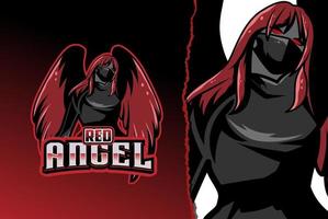 logotipo de esport de ángel rojo - vector premium