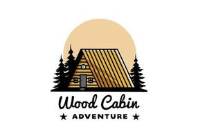 Vintage wood cabin illustration design vector