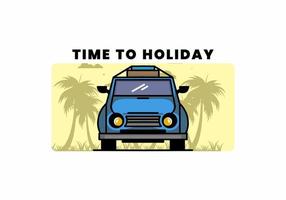 Holiday in car illustration design vector