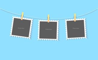 Hanging photo frame on background vector