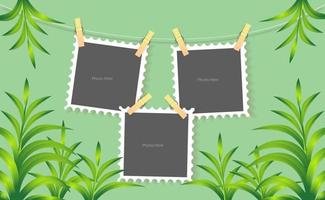 Hanging photo frame on background vector