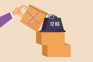 Maximum weight of the box is 12 kilograms. Packaging mark concept. Flat vector illustration isolated.