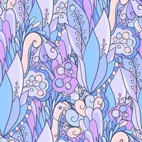 Floral seamless pattern with leaves, flowers and berries. vector