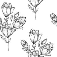 Seamless background with flowers sketch vector