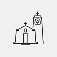 iglesia griega con el icono de la línea del campanario. edificio sagrado para la religión cristiana. hogar para el dios. ilustración vectorial carrera editable