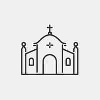 Catholic church or chapel line icon. Religion Catholicism, home for God. Symbol of faith in Jesus Christ, Saint Spirit and God Father. Vector illustration editable stroke