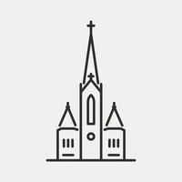 icono de la línea de la iglesia bautista protestante. hogar para dios, lugar para orar. símbolo de la religión cristiana. trazo editable de ilustración vectorial vector