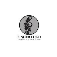 female template logo vector, song notation and signal suitable for karaoke company vector