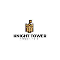 Minimalist sign. Tower with flag. Letter T. Knight vector