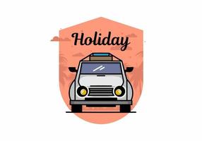 Holiday in car illustration design vector