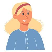 Female character. Young girl. People profile. Perfect for social media and business presentations, user interface, UX, graphic and web design, applications and interfaces. Vector illustration