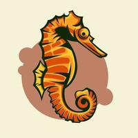 illustration of red seahorse cartoon, for logo or children's book vector