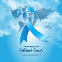 diseño del mes de concientización sobre el cáncer infantil aislado en el vector de cielo azul