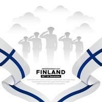 maravilloso fondo de diseño del día de la independencia de finlandia con vector de silueta de soldado