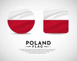 Collection of Poland flag emblem icon. Poland flag symbol icon vector. vector