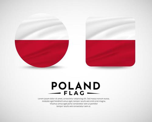 Collection of Poland flag emblem icon. Poland flag symbol icon vector.