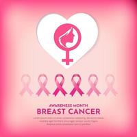 Celebration breast cancer day with pink ribbons and heart vector. International breast cancer day design vector