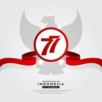 diseño moderno del día de la independencia de indonesia con el logotipo 77 con vector de bandera ondulada.