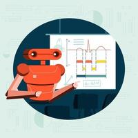 robot que trabaja en el concepto de datos automáticamente vector