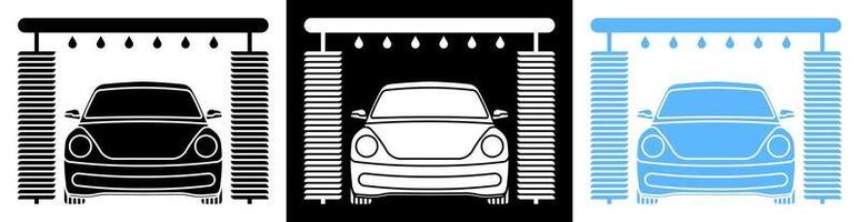 icono. máquina en un lavado automático de autos. limpieza del automóvil y mantenimiento de la condición técnica en el centro de servicio. vector