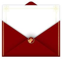 2021 year of the ox, greeting card in red envelope for Chinese new year. Free space for text. Copy space. Realistic vector on white background