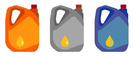 car oil canister icon in flat style. Stable machine engine operation. Car maintenance and seasonal oil change in service center. Vector