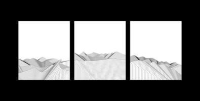 Set of Abstract mountain contemporary aesthetic vector