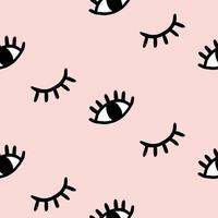 Vector hand drawn eye doodles seamless pattern