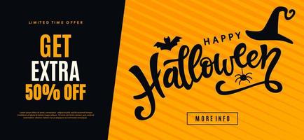 Happy Halloween sale web banner template vector