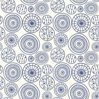 Vector Greek, Japanese, Chinese traditional asian blue color seamless pattern