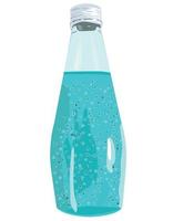 botella de bebida azul con semillas de albahaca. ilustración de stock vectorial aislada sobre fondo blanco. vector