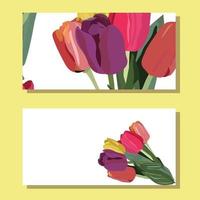 juego de postales con tulipanes. ilustración vectorial vector
