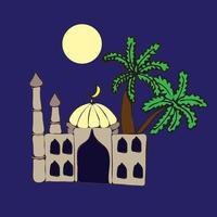 PrintMosque. Cartoon style. Vector illustration.