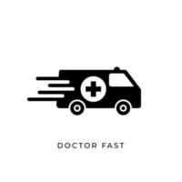 Ilustración de vector de diseño de logotipo de icono rápido médico.