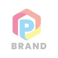 Is a hexagonal logo combined with letters and given pastel colors vector