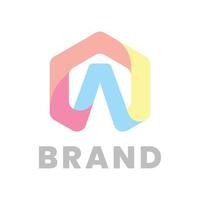 Is a hexagonal logo combined with letters and given pastel colors vector