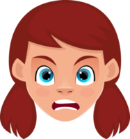 ilustração de design de clipart de expressões de rosto de menina png