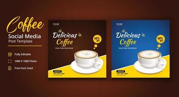 Delicious Coffee Social Media post, Coffee Social Media Post Template, Coffee Shop Social Media Template vector