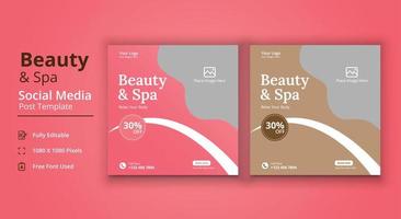 Spa Salon Social Media Template, Beauty And Spa Social Media Post Template vector