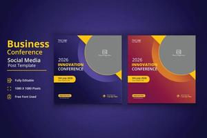 Business Conference Social Media Post Template, Seminar Social Media Template, Innovation Conference Social Media Post vector