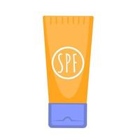 Ilustración de vector de tubo de loción de protección solar. concepto de usar crema spf para proteger la piel del sol.