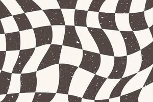 Groovy Checkered Bicolor Background 1970. Vintage Hippie Chessboard Pattern. Vector Retro illustration with grunge