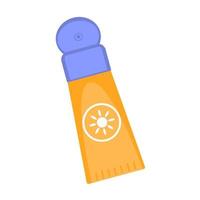 Open Sunscreen Lotion tube isolated. Vector illustration. Concept of Using spf cream for protection skin from sunshine.