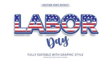 labor day text effect editable with graphic style vector