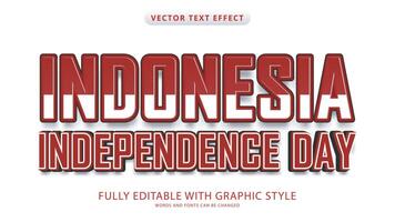 efecto de texto del día de la independencia de indonesia editable con estilo gráfico vector