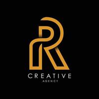 monograma de la letra del logotipo r. con líneas naranjas e ilustración de vector de aspecto creativo minimalista moderno.