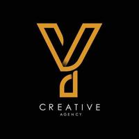 Y Logo Letter monogram. with orange lines and modern minimalist creative look vector illustration.