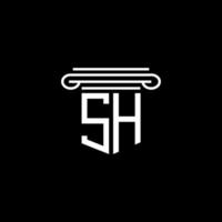diseño creativo del logotipo de la letra sh con gráfico vectorial vector