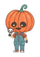 Halloween jack o lantern boy with ice cream vector illustration