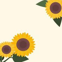 vector ilustrador de girasol sobre fondo amarillo con espacio para texto